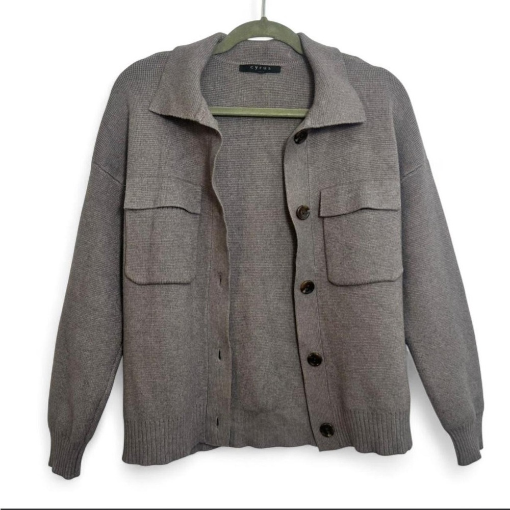 Cyrus—Gray Knit Button Up Cardigan Sweater